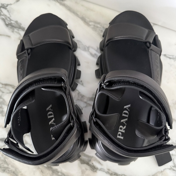 Prada 2x3077 Nappa Sport Black Leather Men\'s Sandal, US 7 (P-6) main image 8